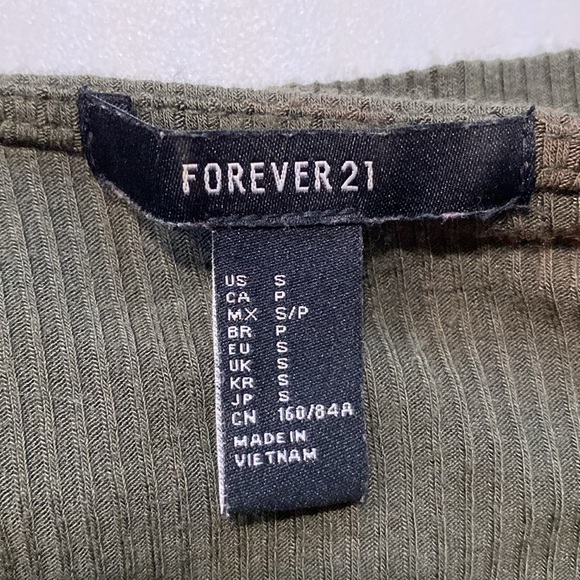 Forever 21 Green V-Neck Lace-up Top, Size Small - Picture 6 of 6